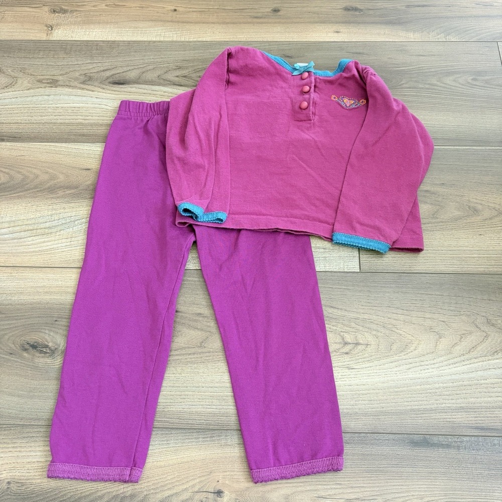 Vintage 90s Okie Dokie Baby Girl 3T Pajama Set Purple Embroidered